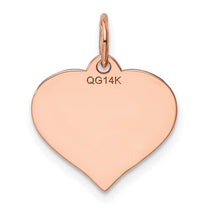 14k Rose Gold Plain .011 Gauge Engravable Heart 15x14mm Disc Charm