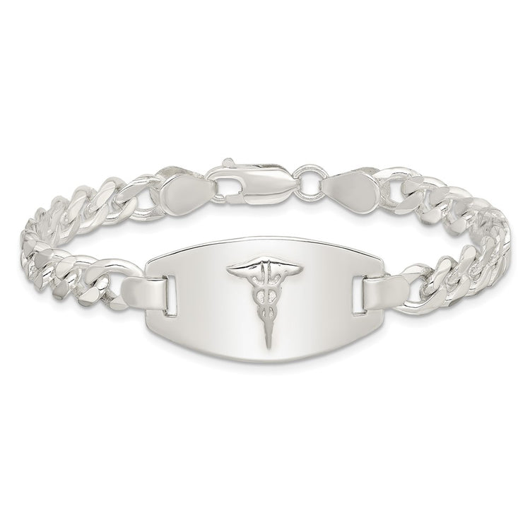 Sterling Silver Medical Jewelry Curb Link Bracelet