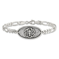 Sterling Silver Antiqued / Polished Medical Bracelet