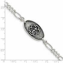 Sterling Silver Antiqued / Polished Medical Bracelet