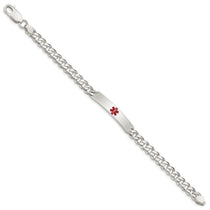 Sterling Silver Polished Medical Curb Link ID Bracelet