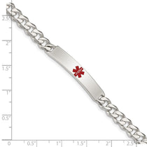 Sterling Silver Polished Medical Curb Link ID Bracelet