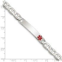 Sterling Silver Polished Medical Anchor Link ID Bracelet
