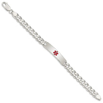 Sterling Silver Polished Medical Curb Link ID Bracelet