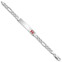 Sterling Silver Rhodium-plated Medical ID Figaro Link Bracelet
