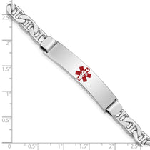 Sterling Silver Rhodium-plated Medical ID Anchor Link Bracelet