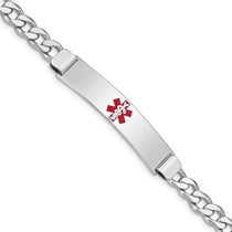 Sterling Silver Rhodium-plated Medical ID Curb Link Bracelet