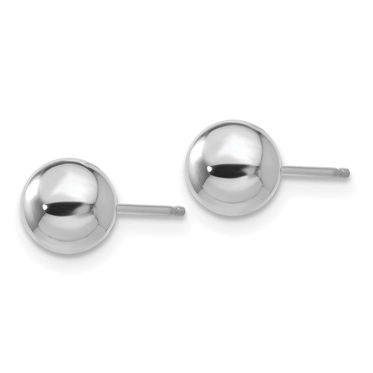 14k White Gold 6mm Polished Puffed Ball Post Earrings