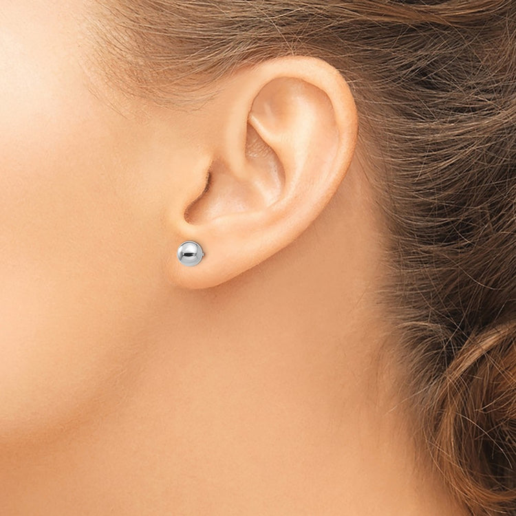 14k White Gold 6mm Polished Puffed Ball Post Earrings