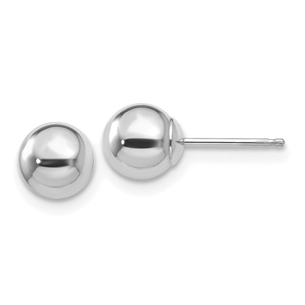 14k White Gold 6mm Polished Puffed Ball Post Earrings