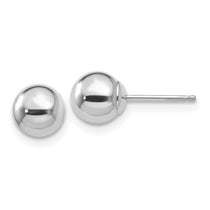 14k White Gold 6mm Polished Puffed Ball Post Earrings