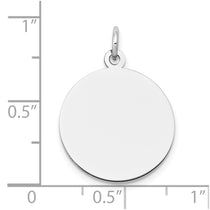 14k White Gold Plain .009 Gauge Round Engravable 18mm Disc Charm