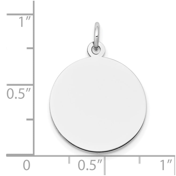 14k White Gold Plain .009 Gauge Round Engravable 18mm Disc Charm