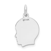 14k White Gold Plain Small.018 Depth Facing Right Engravable Boy Charm