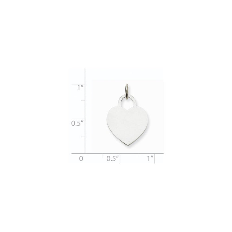 14k White Gold Plain .011 Gauge Engravable Heart 19x15mm Disc Charm
