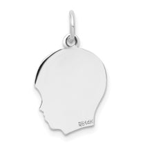 14k White Gold Plain Medium.011 Depth Facing Right Engravable Boy Charm