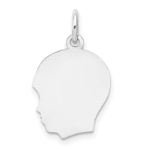 14k White Gold Plain Medium.011 Depth Facing Left Engravable Boy Charm