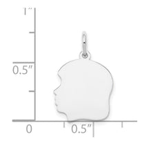 14k White Gold Plain Medium.011 Depth Facing Left Engravable Girl Charm