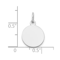 14K White Gold Plain .013 Gauge Round Engravable 12mm Disc Charm