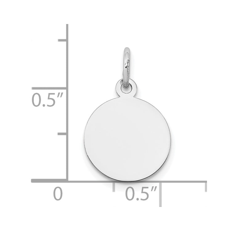 14K White Gold Plain .013 Gauge Round Engravable 12mm Disc Charm