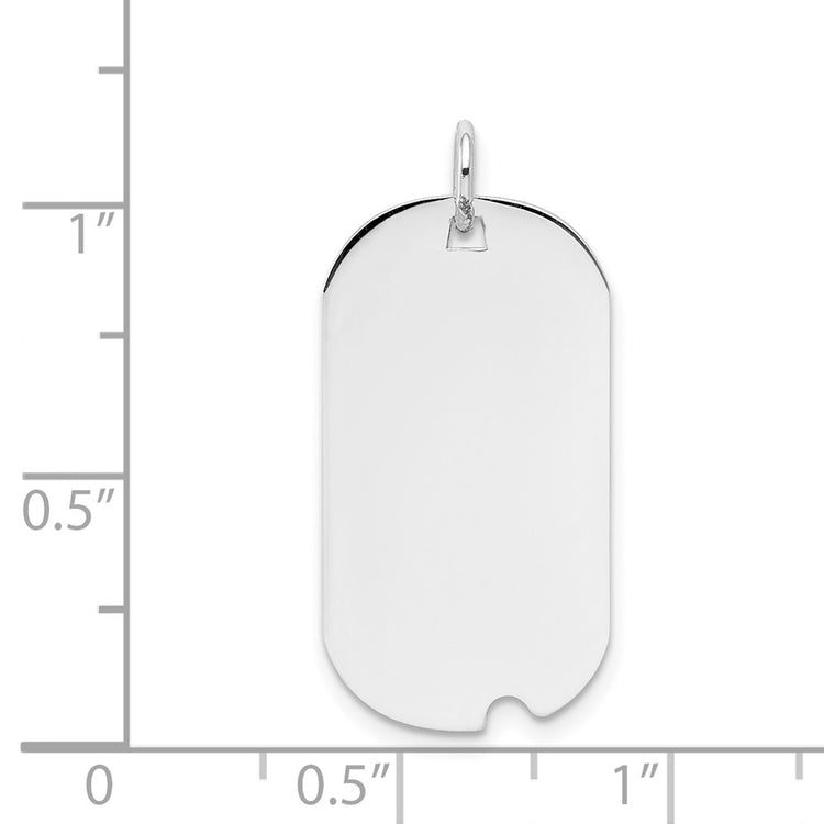 14k White Gold Plain 24.5x13.2mm .011 Gauge Engravable Dog Tag w/Notch Disc