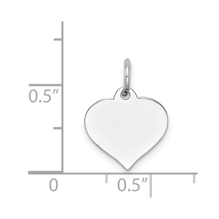 14K White Gold Plain .018 Gauge Engravable Heart 14x12mm Disc Charm
