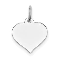 14K White Gold Plain .018 Gauge Engravable Heart 14x12mm Disc Charm