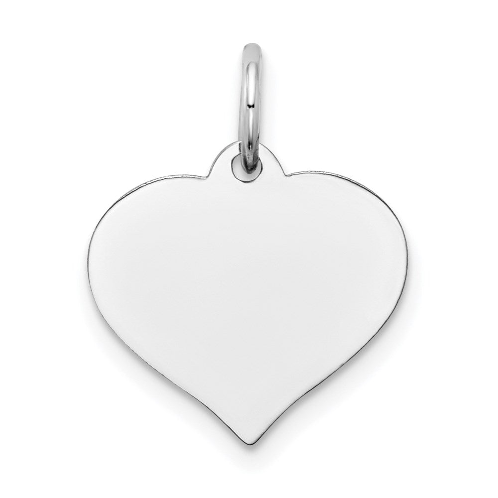 14K White Gold Plain .013 Gauge Engravable Heart 15x14mm Disc Charm