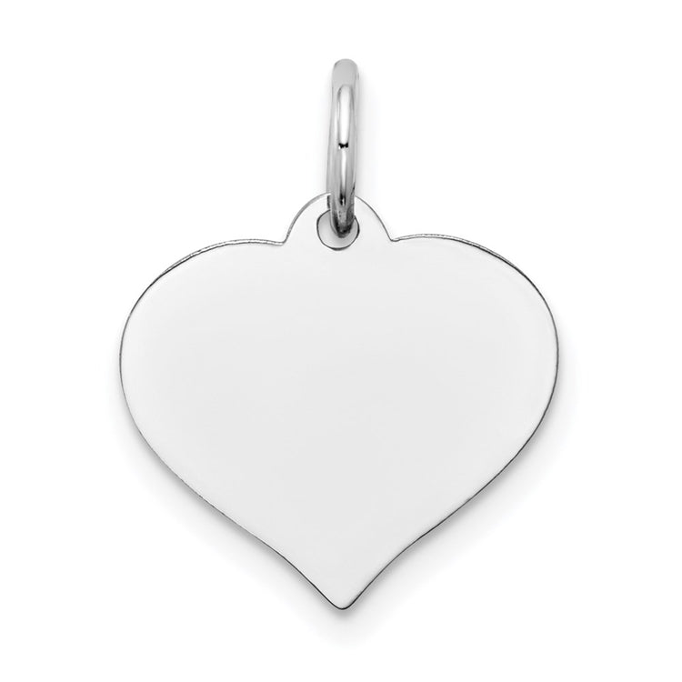 14K White Gold Plain .013 Gauge Engravable Heart 15x14mm Disc Charm