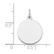 14k White Gold Plain .011 Gauge Round Engravable 15mm Disc Charm