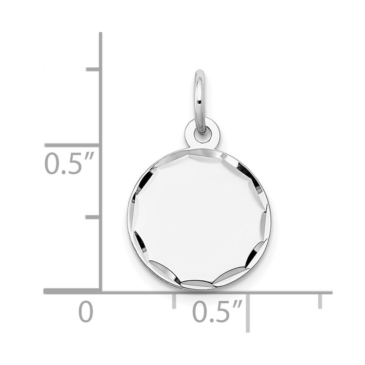 14k White Gold Etched Edge .013 Gauge Engraveable Round 13mm Disc Charm