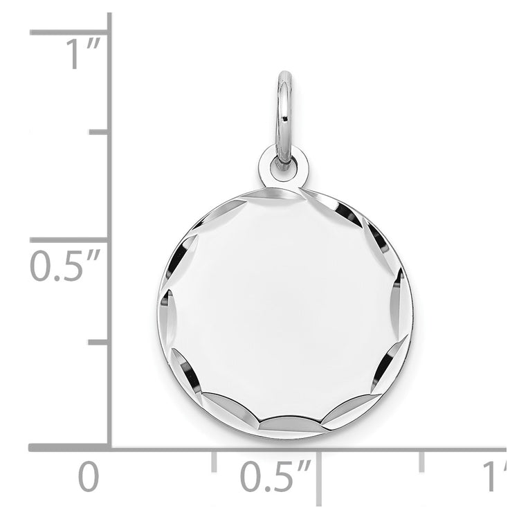 14k White Gold Etched Edge .011 Gauge Engraveable Round 16mm Disc Charm