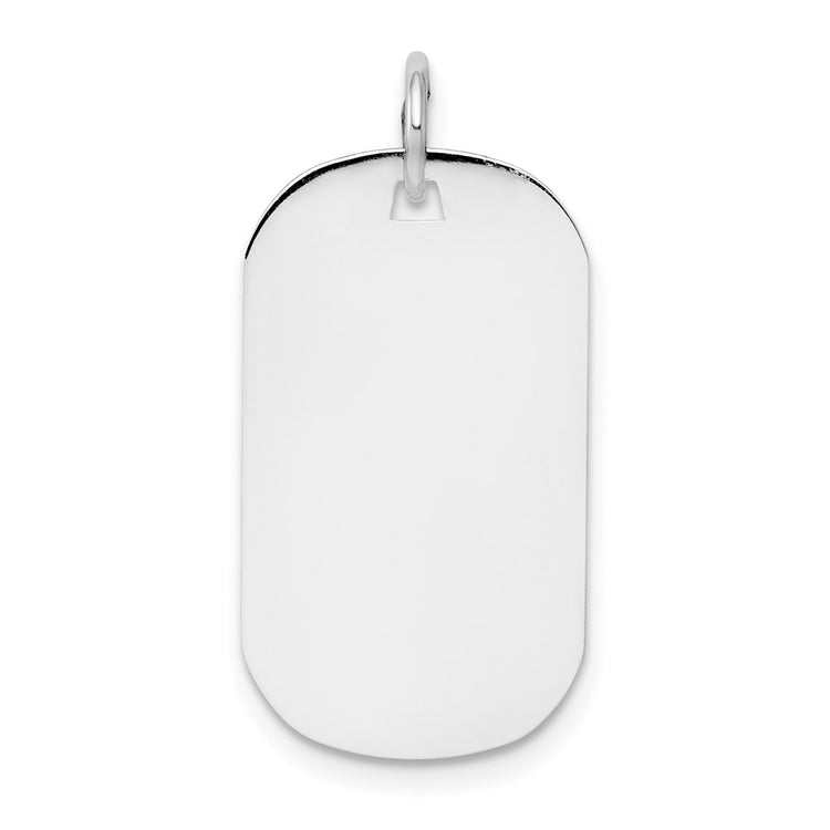 14k White Gold Plain 22.8x12.8mm .009 Gauge Engraveable Dog Tag Disc Charm