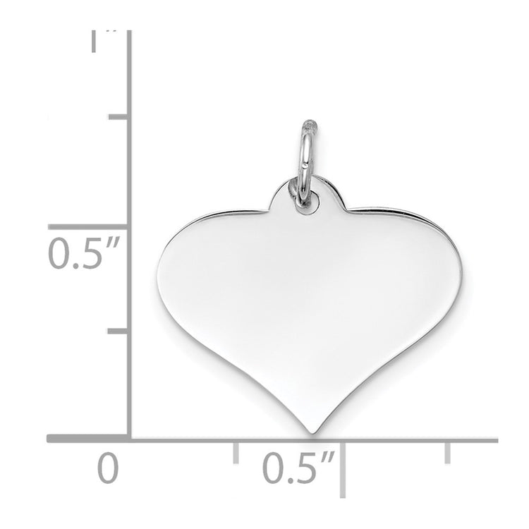 14k White Gold Plain .013 Gauge Engraveable Heart 16x18mm Disc Charm