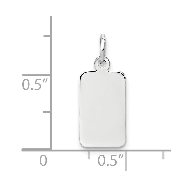 14k White Gold Plain 13x8mm .018 Gauge Rectangular Engravable Charm
