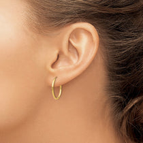 14k 1.5x17mm Polished Round Endless Tube Hoop Earrings