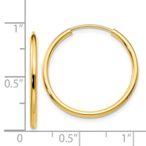 14k 1.5x23mm Polished Round Endless Tube Hoop Earrings