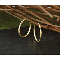 14k 1.5x20mm Satin Diamond-cut Endless Tube Hoop Earrings