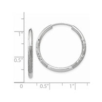 14k White Gold 2x20mm Satin Diamond-cut Endless Tube Hoop Earrings