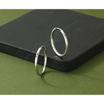 14k White Gold 2x20mm Satin Diamond-cut Endless Tube Hoop Earrings