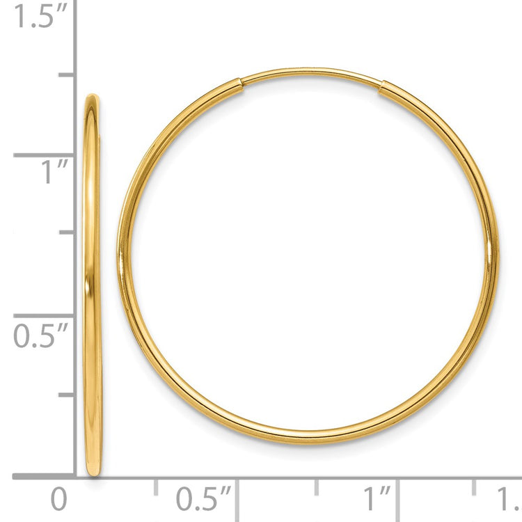 14k 1.2x30mm Polished Endless Tube Hoop Earrings
