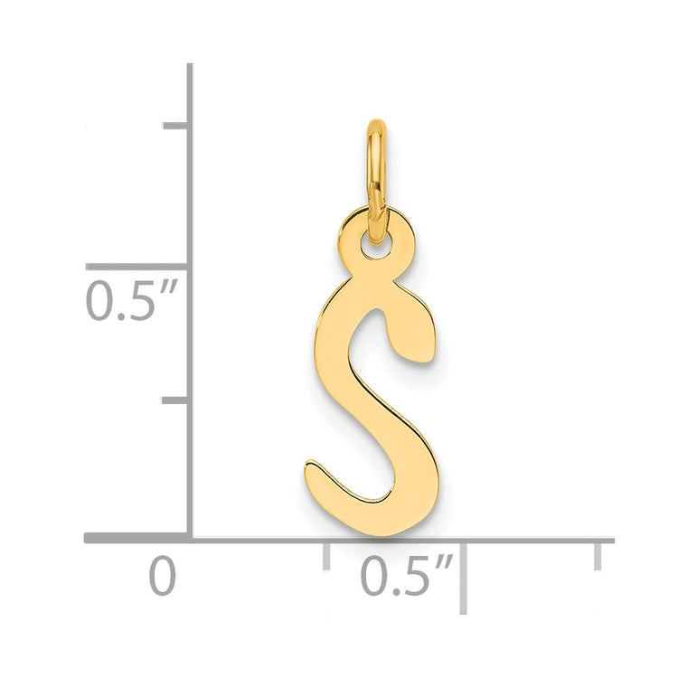 The Initial Pendant 'S' — 14K Yellow Gold, Slanted Block