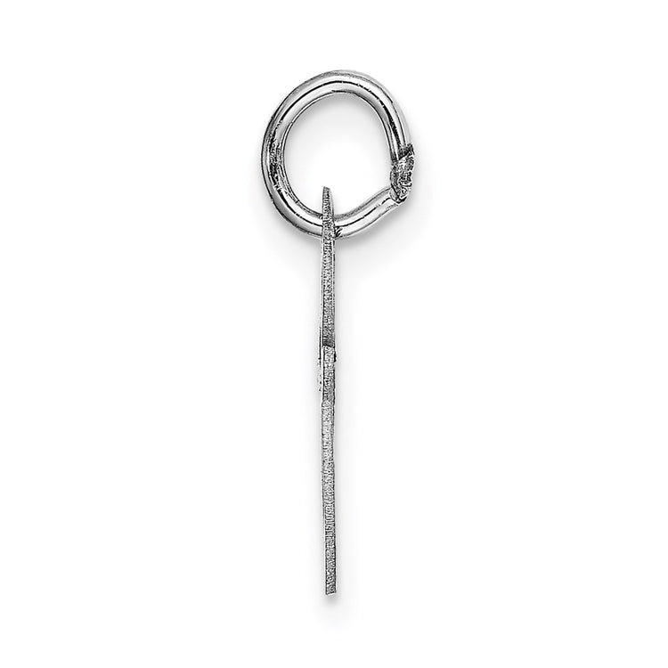 14k White Gold Small Fancy Script Letter E Initial Charm