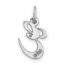 14k White Gold Small Fancy Script Letter E Initial Charm