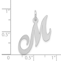 14K White Gold Medium Fancy Script Letter M Initial Charm
