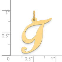 14k Large Fancy Script Letter T Initial Charm