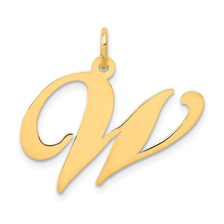 14k Large Fancy Script Letter W Initial Charm