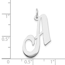 14k White Gold Large Fancy Script Letter A Initial Charm