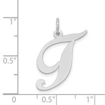 14k White Gold Large Fancy Script Letter T Initial Charm