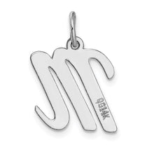 14k White Gold Medium Script Letter M Initial Charm